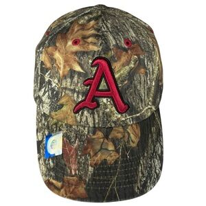 New Arkansas Razorback + Mossy Oak Camo Baseball Cap Red Embroidered Letter A